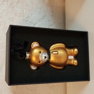 Coach Metallic Gold Color Bear Christmas Ornament